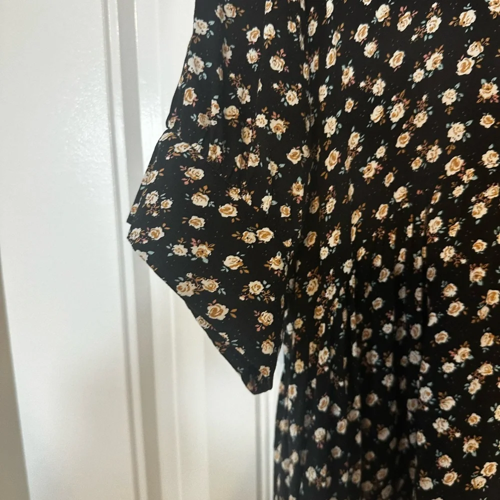 NATURAL LIFE Black Midi Dress with Cream Floral Print - Picture 5 of 8